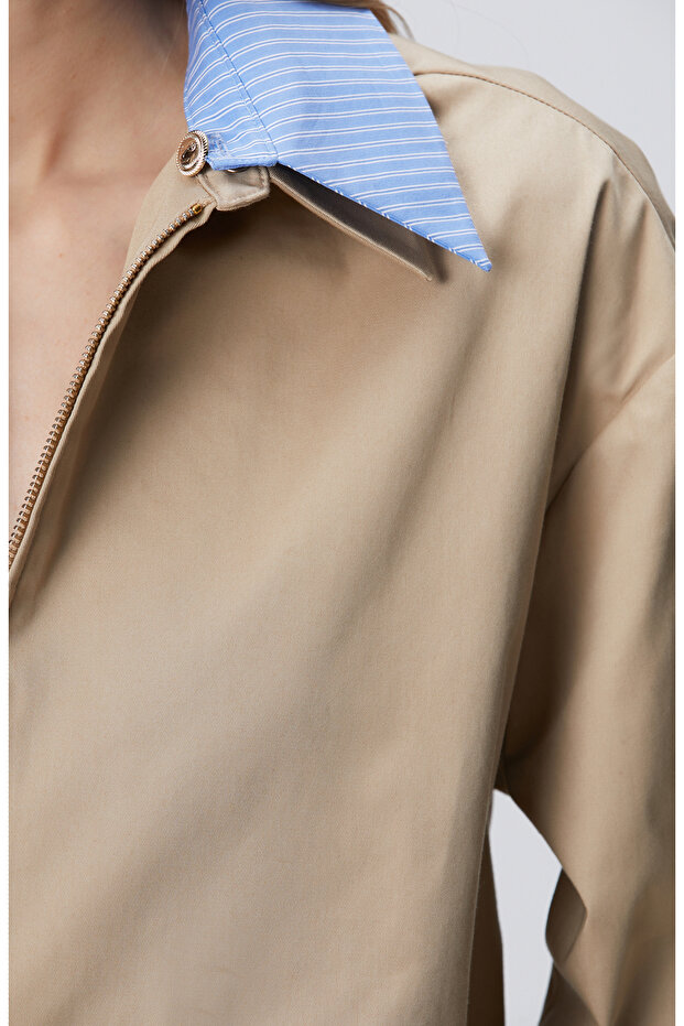 Bej Gömlek Yaka Mont - 6