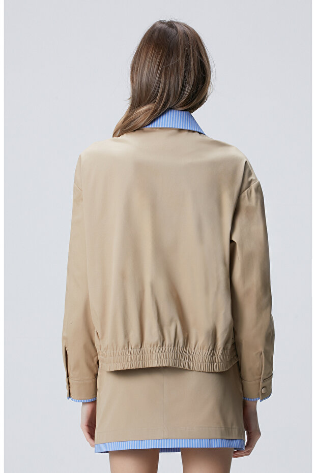 Bej Gömlek Yaka Mont - 5