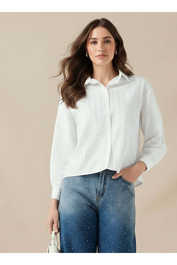 Cotton Shirt with Embellished Detail