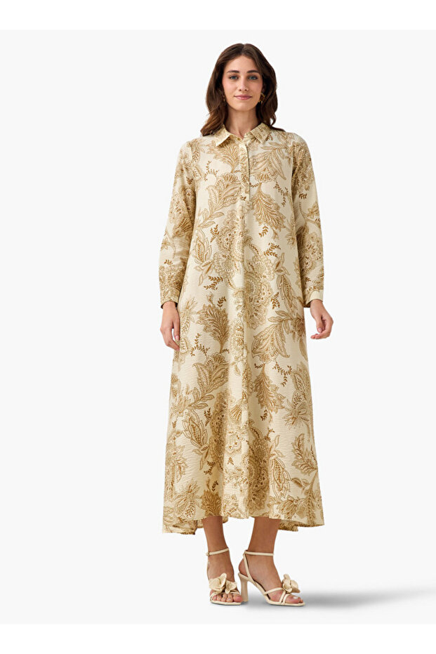 Printed Women Shirt Dress with Concealed Placket