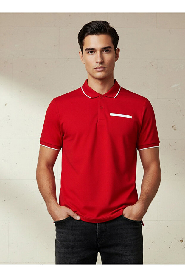Men Short Sleeves Textured Polo T-shirt