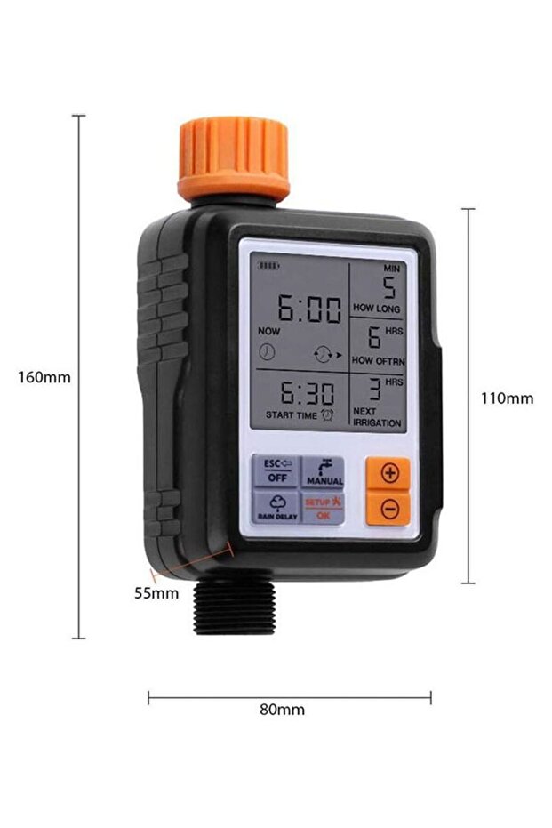 مؤقت رقمي أوتوماتيكي لنظام الري باللون الأسود/البرتقالي - 5