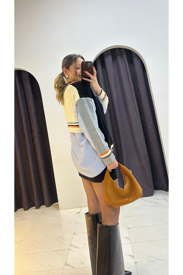 Tasarım Triko Detaylı Gömlek - 4