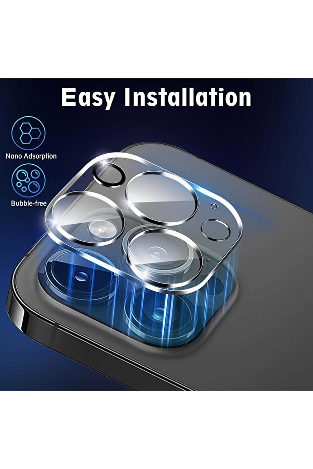 واقي شاشة وعدسة كاميرا لهاتف آيفون 12 برو ماكس، فضي - 6