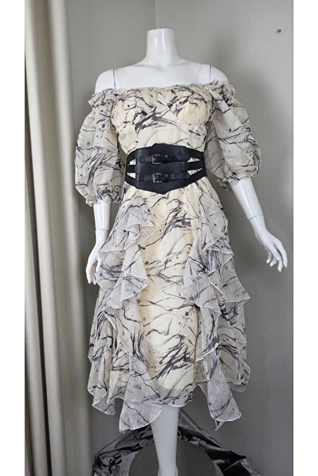 فستان ميدي بكتف مكشوف - 5