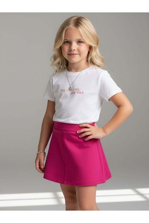 تي شيرت بناتي أساسي مطبوع من الخلف - 1