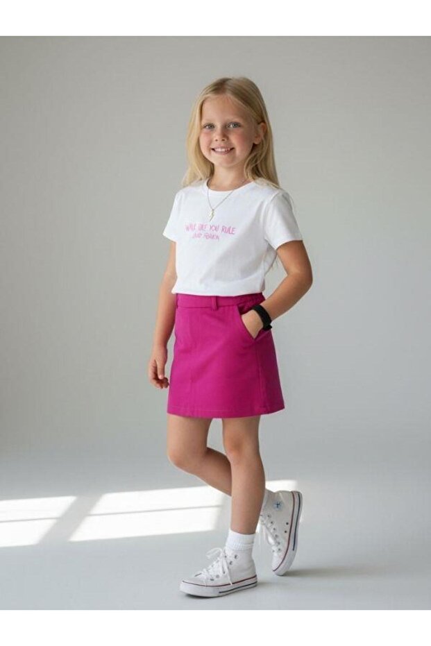 تي شيرت بناتي أساسي مطبوع من الخلف - 5