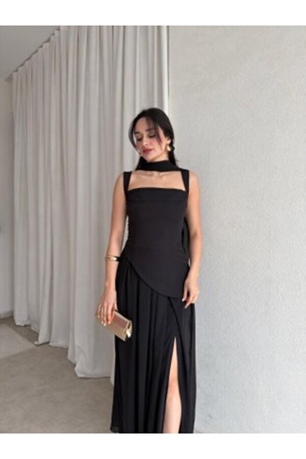 Şallı Maxi Elbise - 3