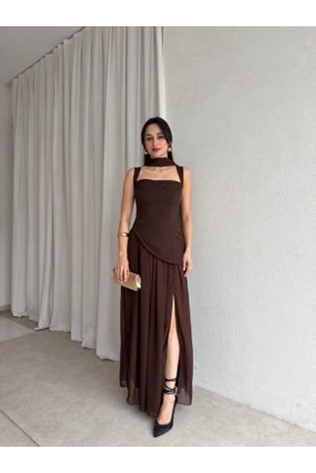 Şallı Maxi Elbise - 1