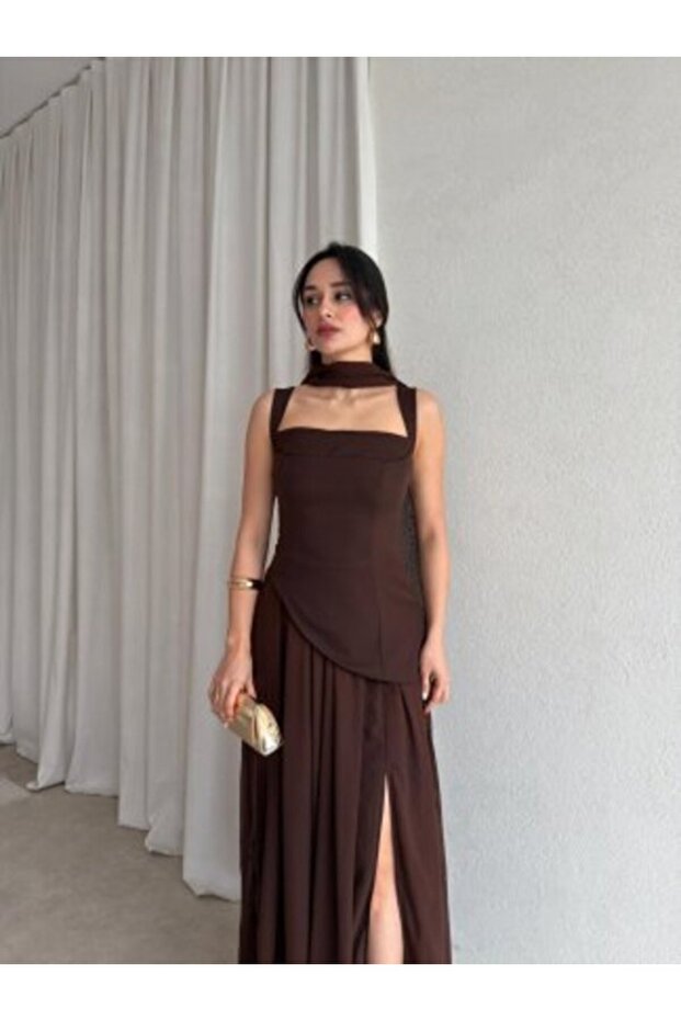 Şallı Maxi Elbise - 3