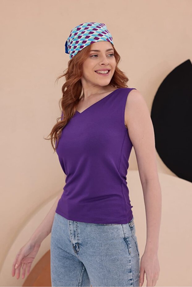 قميص أمامي وخلفي بفتحة على شكل حرف V HKN34 - 4