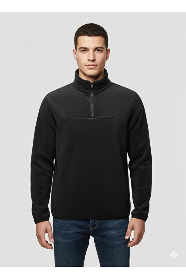 Winter Half Zipper Men's Fleece Sweatshirt