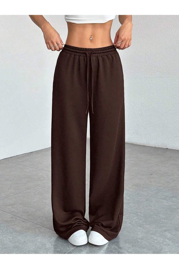 Women's High Waist Modal Palazzo Pants Wide Leg Brown