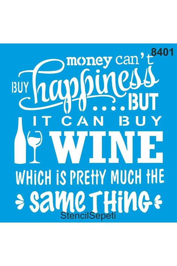 Wine Text Pattern Stencil Template St8401 30x30 Cm