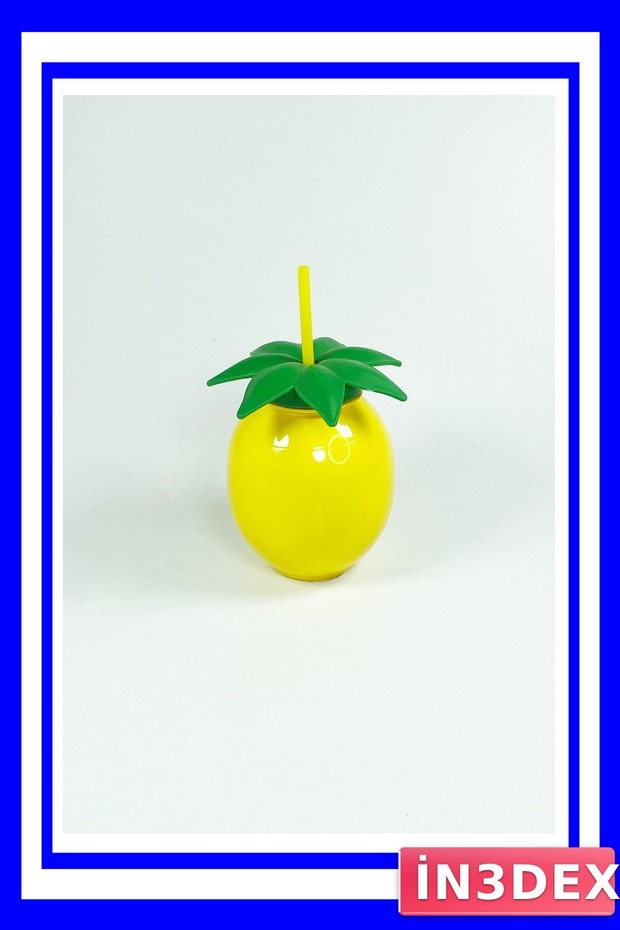 زجاجة ماء بنقشة الليمون مع مصاصة - 1