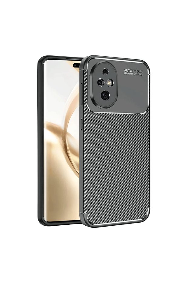 Honor 200 Case Carbon Look Durable Premium Black Soft Silicone Case