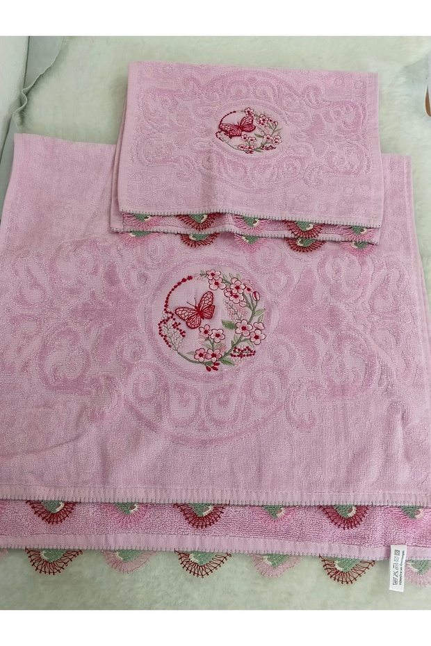 Hand Work Needlework Embroidery Towel Suit with Maternal Girl (50X90 cm + 30X50 cm 2 Edges Embroidered)