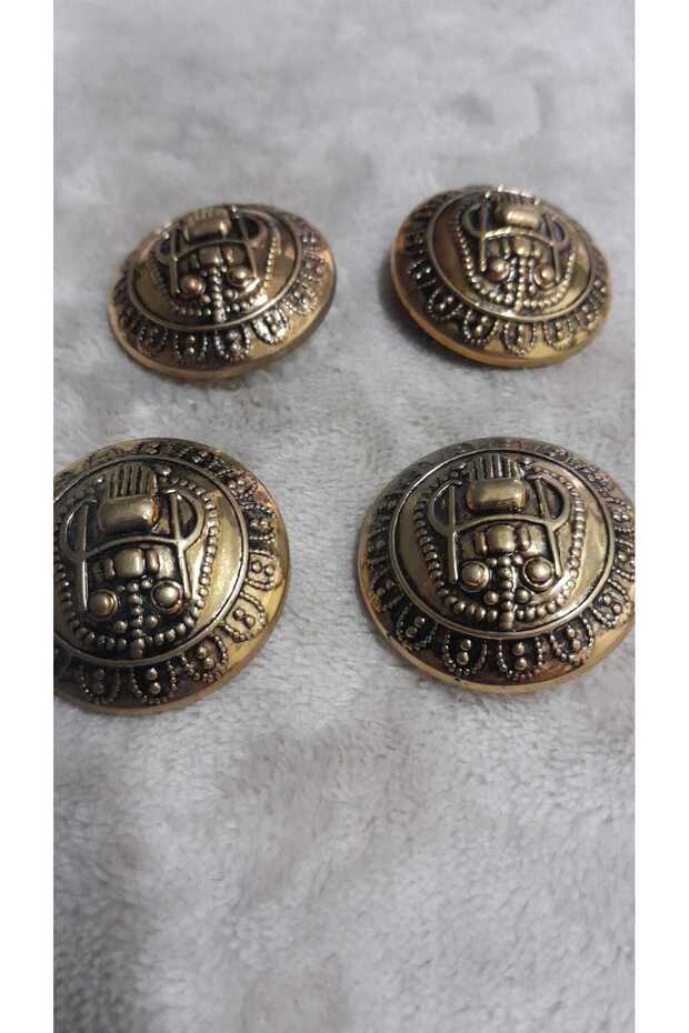 Ǝe Metallized Abs Gold Coated Button 53 Size 33 mm 4 Pieces