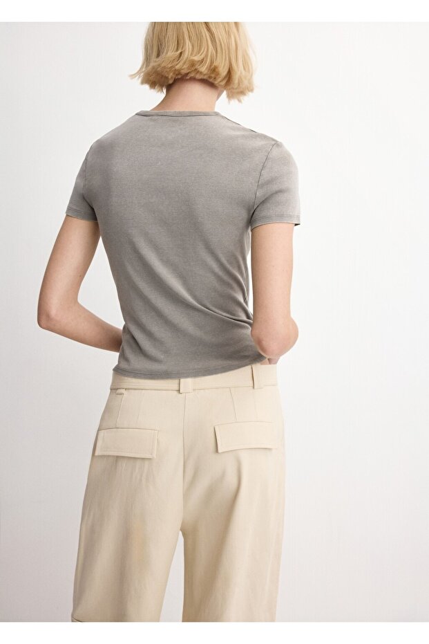 Pamuklu dikişli tişört - 4