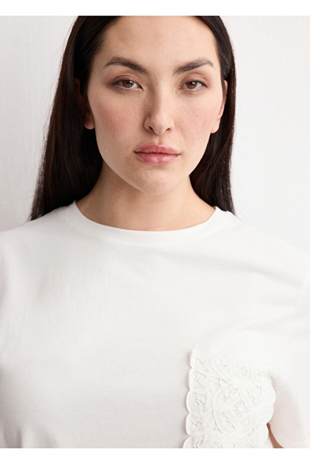 İşlemeli pamuklu tişört - 8