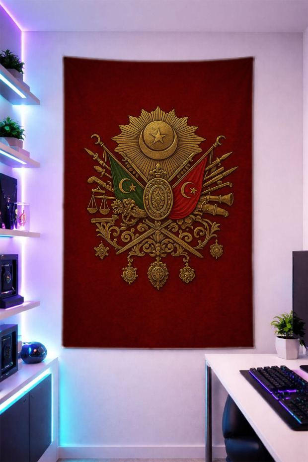 Ottoman-2 Vertical Wall Covering Shiny Quality Fabric Room Decor Tapestry Wall Carpet Gaming