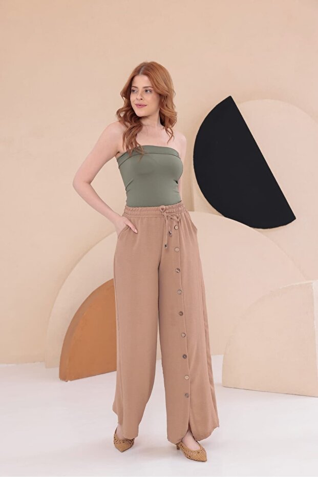 بنطلون كوكونات مزين بأزرار HKN34 - 8