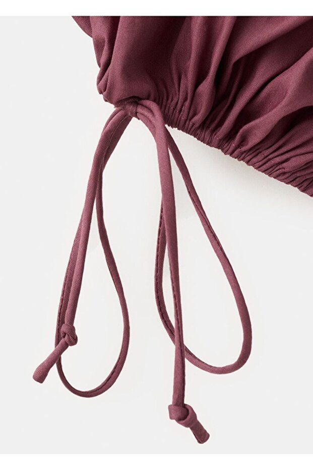 Kabarık kollu crop bluz - 5