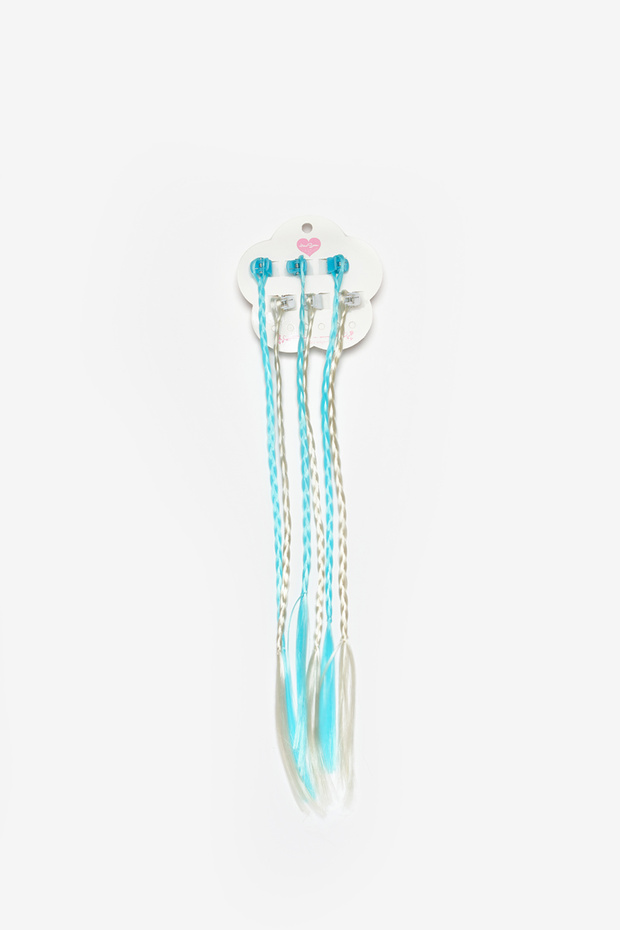 Set of 6 Girls' Snap Clips with Blue Braided Hair
