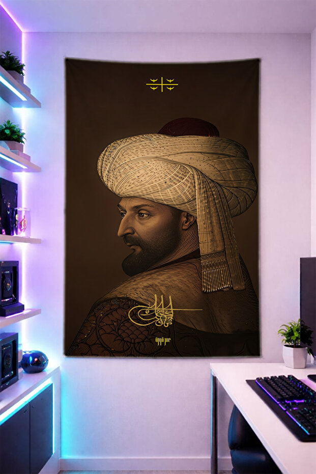 Fatih Sultan-2 Wall Covering Shiny Quality Fabric Room Decor Tapestry Wall Carpet Gaming
