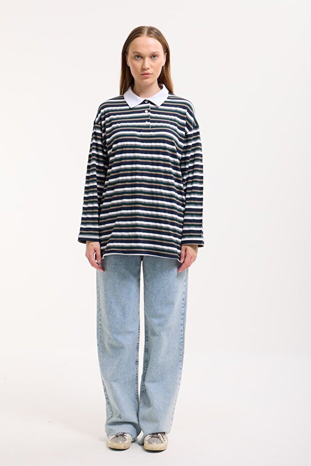 Polo Yaka Sweatshirt - 1