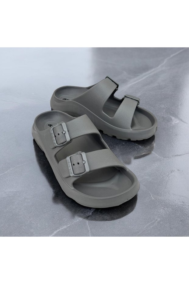 Men's Double Buckle Lightweight Comfortable Sole Beach Pool Casual Slippers