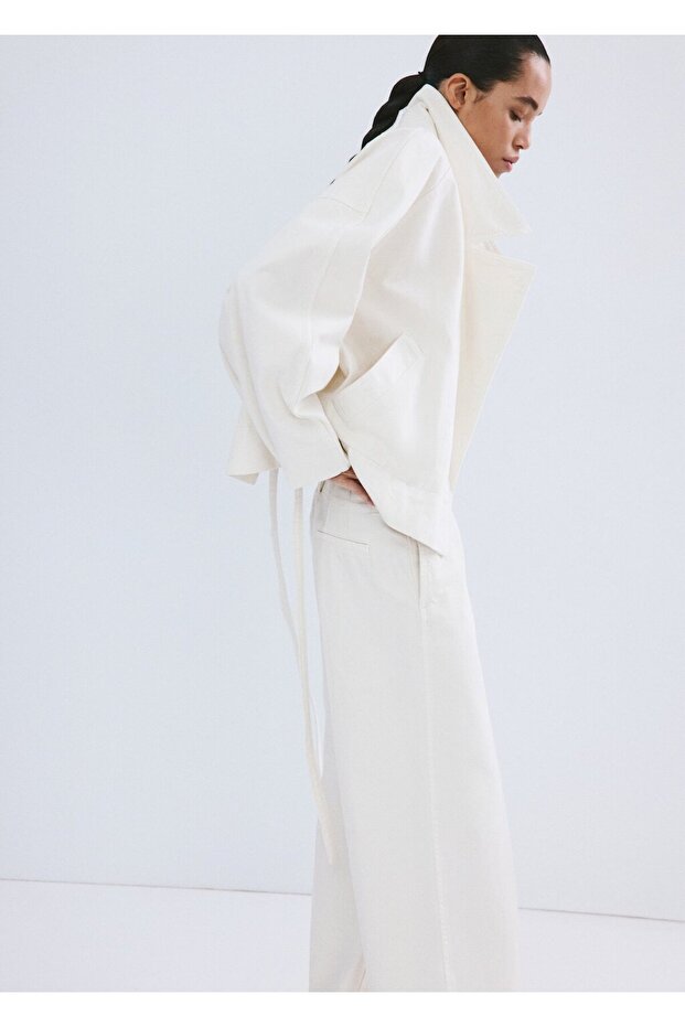 Kemerli denim trençkot - 7