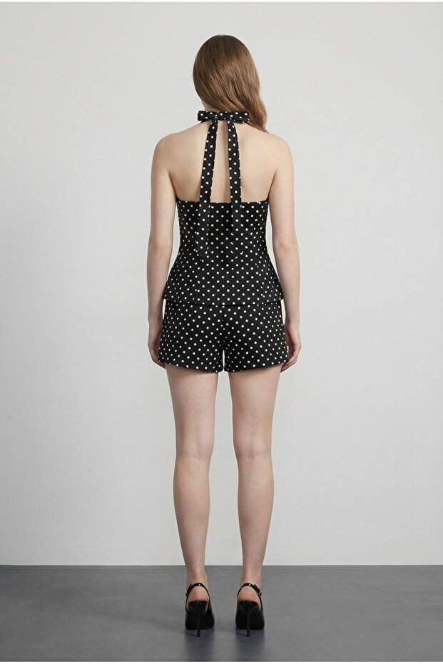 Kadın Puantiyeli Mini Şort Etek - 3