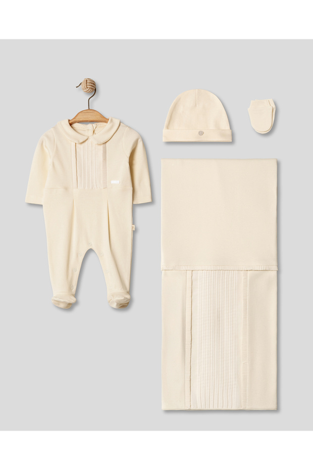Voile Pleated Baby Boy 4-Piece Hospital Release Gift Set