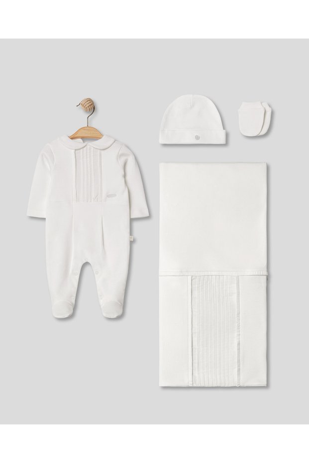 Voile Pleated Baby Boy 4-Piece Hospital Release Gift Set