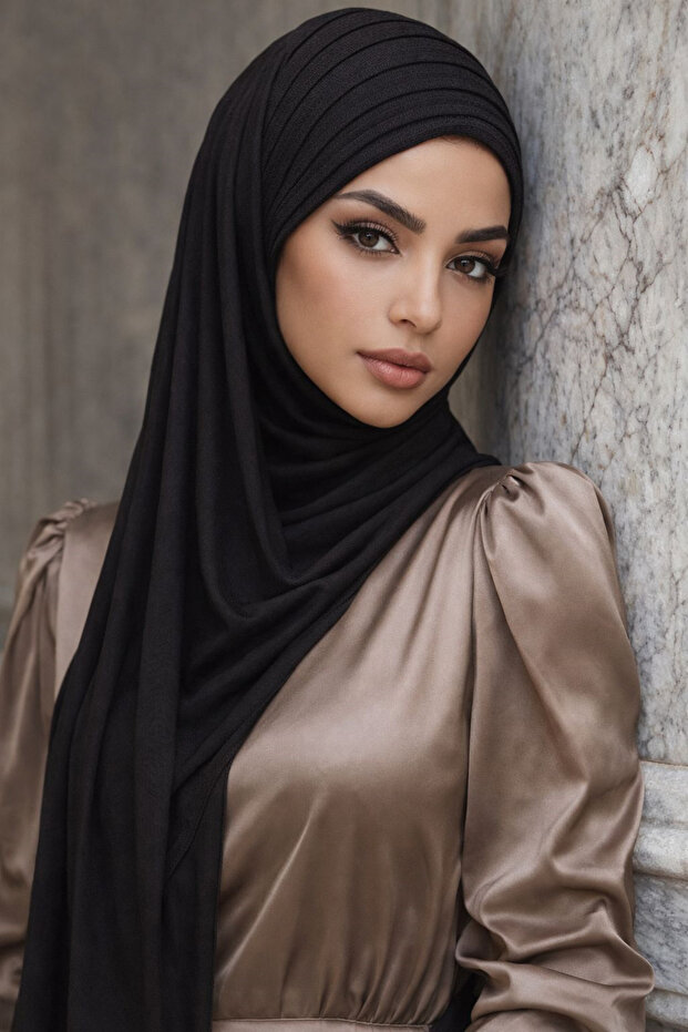 Siyah Piliseli Bone Hazır Şal - 1