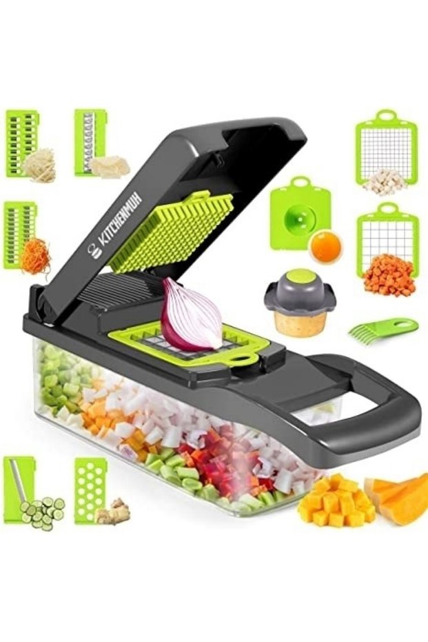 Multifunctional grater with 7 interchangeable blades and collection container
