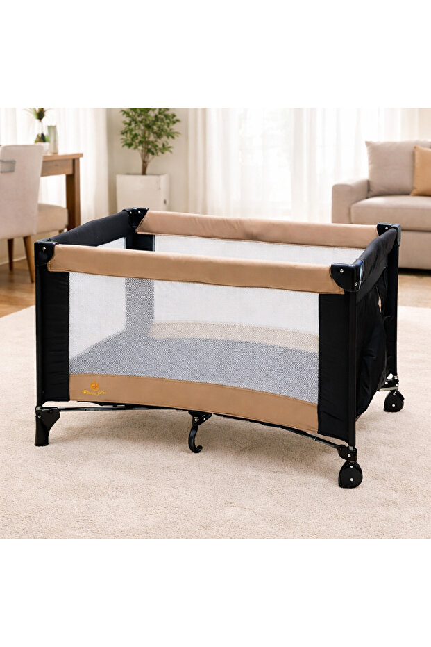 Foldable and portable baby crib - convertible design, multi-functional, movable.
