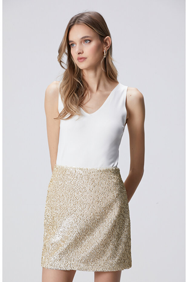 Kırık Beyaz Basic Örme Bluz - 4