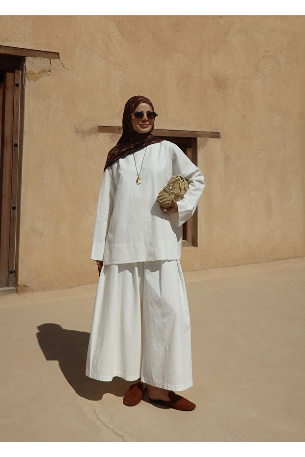 9009 BLUZ❗️KETEN BASİC beyaz - 2