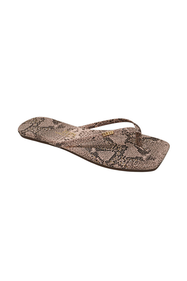 Women's Square Toe Flip-Flops with Rose Snake Pattern, Stylish Daily Slippers