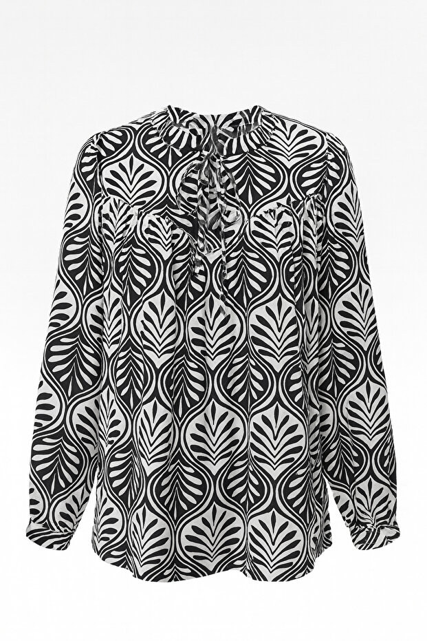 Patterned Loose Cut Blouse - 5