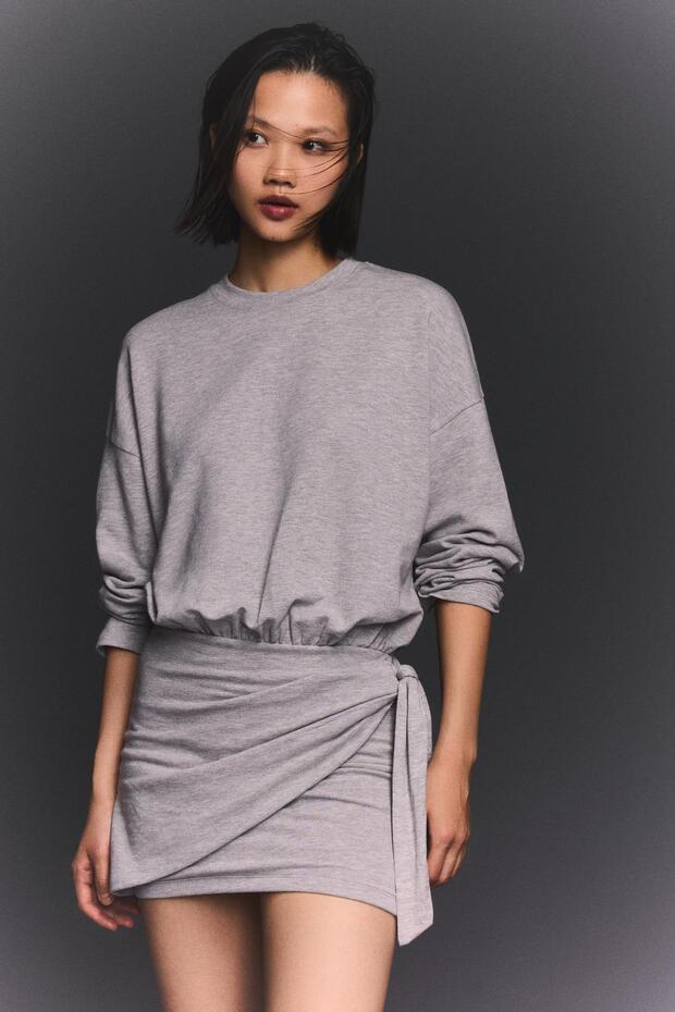 Modal efektli mini elbise - 1