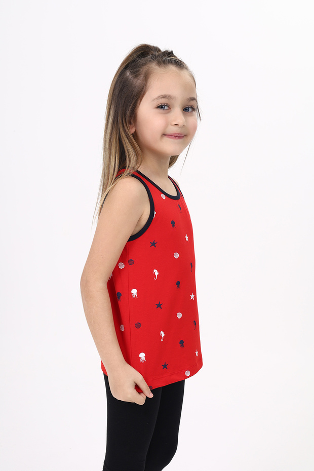 Girl's Printed Crew Neck Basic Undershirt - 2