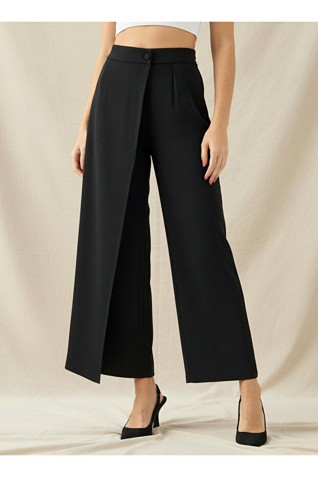 Straight Fit Button Waist Wrap Pants