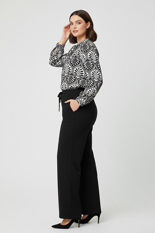 Patterned Loose Cut Blouse - 4