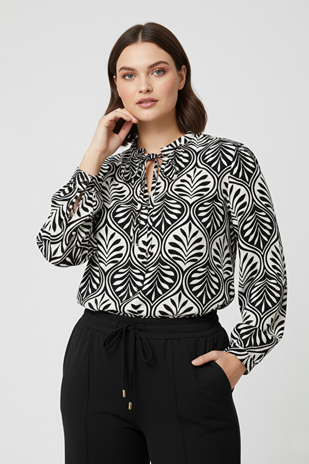 Patterned Loose Cut Blouse - 3
