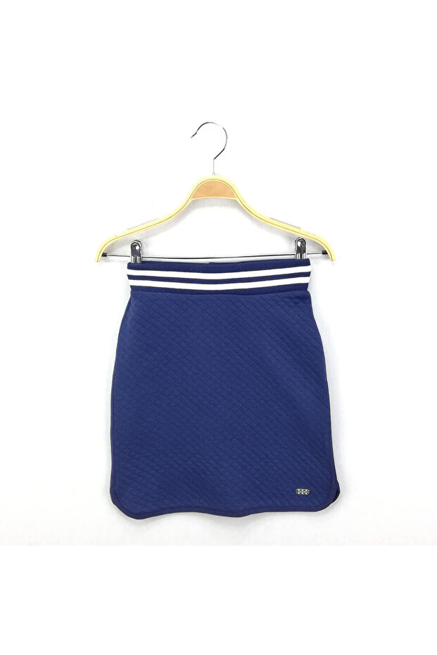 Girl's Basic Skirt with Ribbed Waist and Textured Design
