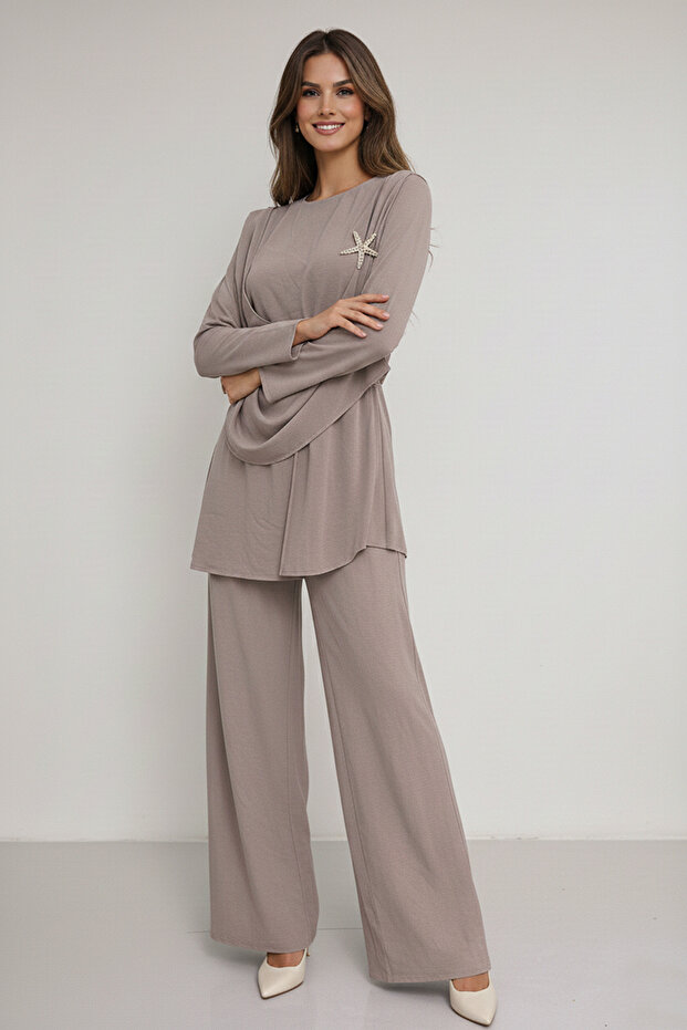 طقم مزدوج بمشبك M3003 مينك - 2