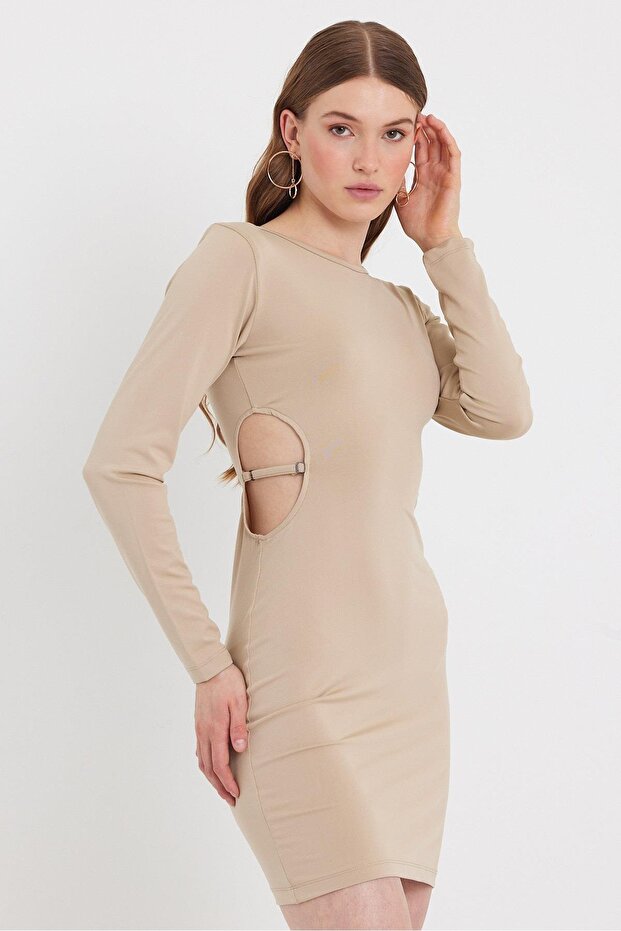 Women's Low-Cut Allegro Fabric Dress Beige
